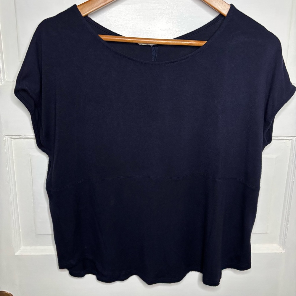 Anthropologie Sleep Till Noon Navy Short Sleeve Tunic Top